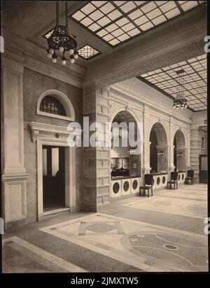 Schweitzer Heinrich (1871-1953), bâtiment commercial de la société commerciale de Berlin, Berlin. Extension (1909-1911) : salle des caisses avec commutateurs. Photo, crayon, 38,3 x 29,3 cm (y compris les bords de numérisation) Banque D'Images