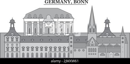 Allemagne, illustration vectorielle isolée de la ville de Bonn, icônes Illustration de Vecteur