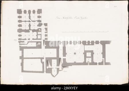 Büsching, le château des chevaliers allemands de Marienburg, Berlin 1823 (1823-1823): Grundriss 1st OG Mittelschloss. Couture sur papier, 28,5 x 42,8 cm (y compris les bords de numérisation) Banque D'Images