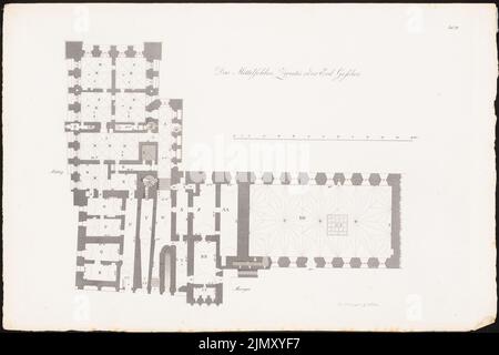 Büsching, le château des Chevaliers allemands de Marienburg, Berlin 1823 (1823-1823): Plan d'étage 2nd étage, par exemple. Couture sur papier, 28,4 x 42,7 cm (y compris les bords de numérisation) Banque D'Images