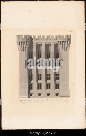 Büsching, le château des chevaliers allemands de Marienburg, Berlin 1823 (1823-1823) : vue sur le château du milieu du côté de l'eau. Couture sur papier, 43,2 x 28,6 cm (y compris les bords de numérisation) Banque D'Images
