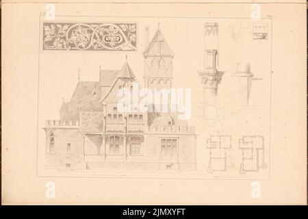 Sterior Gottlob (1820-1864), maison de jardin. (De: Dessins sur les maisons de ville et de campagne, 2nd Ed., Glogau.) (Sans DAT.) : plans d'étage, affichage, détails. Lithographie sur papier, 30,7 x 46 cm (y compris les bords de numérisation) Banque D'Images