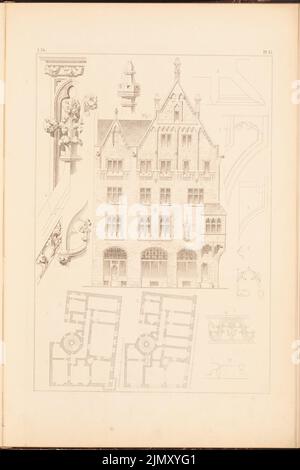 Sterior Gottlob (1820-1864), maison d'angle. (De: Dessins sur les maisons de ville et de campagne, 2nd Ed., Glogau.) (Sans DAT.) : plans d'étage, affichage, détails. Lithographie sur papier, 46,2 x 30,7 cm (y compris les bords de numérisation) Banque D'Images