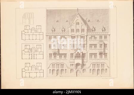 Sterior Gottlob (1820-1864), immeuble résidentiel. (De: Dessins aux maisons de ville et de campagne, 2nd Ed., Glogau.) (Sans DAT.) : plans d'étage, vue, détail. Lithographie sur papier, 30,5 x 46 cm (y compris les bords de numérisation) Banque D'Images