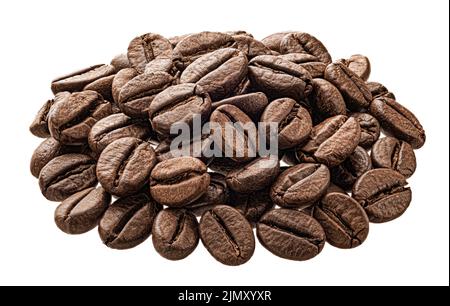 Les grains de café torréfiés isolé sur fond blanc Banque D'Images