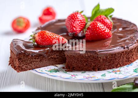 Morceau de dessert de brownie à faible teneur en calories. Banque D'Images