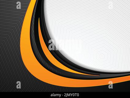Résumé orange noir gris ondulé arrière-plan. Design moderne et élégant à motif vectoriel vagues Illustration de Vecteur