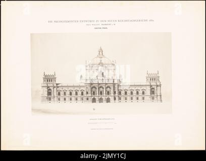 Wallot Paul (1841-1912), le Prix Designs pour le nouveau bâtiment Reichstag, Berlin 1882 (1882-1882): Vue de Königsplatz. Légère pression sur le papier, 34,3 x 46,7 cm (y compris les bords de numérisation) Banque D'Images