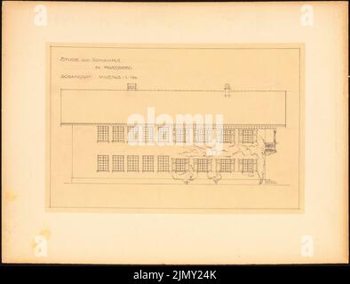 Rüster Emil (1883-1949), bâtiment scolaire à Parsberg (1907): Vue du sud 1: 100. Crayon sur transparent, 35,4 x 46,4 cm (y compris les bords de numérisation) Banque D'Images