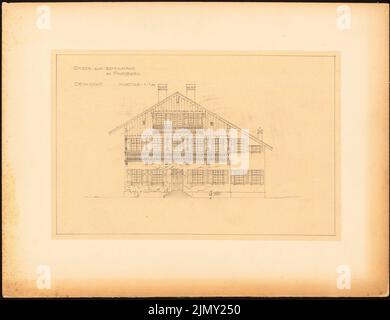 Rüster Emil (1883-1949), bâtiment scolaire à Parsberg (1907): Ost View 1: 100. Crayon sur transparent, 35,6 x 46,3 cm (y compris les bords de numérisation) Banque D'Images