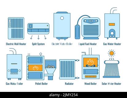 Dispositifs du système de chauffage Illustration de Vecteur