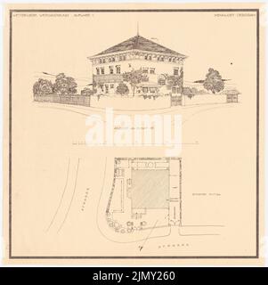 Rüster Emil (1883-1949), Villa (1912): Plan du site et vue perspective. Cassure légère sur le papier, 44 x 44 cm (y compris les bords de numérisation) Banque D'Images