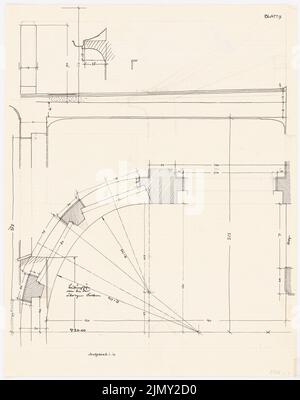 Rüster Emil (1883-1949), Hauser, immeuble résidentiel de Solln (1910-1911): Détail des escaliers 1:10. Encre et crayon sur papier, 44,2 x 34,9 cm (y compris les bords de numérisation) Banque D'Images