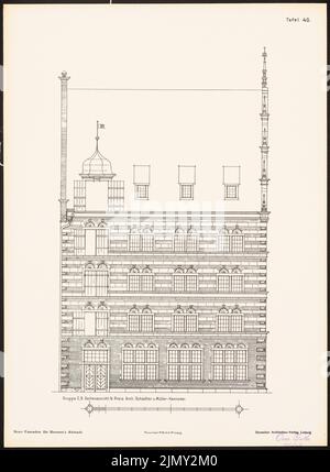 Schädtler & Müller, nouvelles façades de la vieille ville de Brême. Résultat de d. Concours d. Association de Bentheim à Brême, Edit. V. Richard Landé, Leipzig (sans date): Vue de côté. Pression sur le papier, 48,4 x 35,5 cm (y compris les bords de numérisation) Banque D'Images