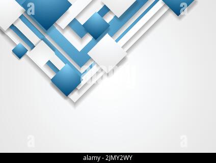 Arrière-plan vectoriel de concept carrés techniques abstraits bleus et gris Illustration de Vecteur