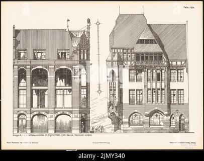 Sasse Alfred, nouvelles façades de la vieille ville de Brême. Résultat de d. Concours d. Association de Bentheim à Brême, Edit. V. Richard Landé, Leipzig (sans date): Vues de côté. Impression sur papier, 35,5 x 48,1 cm (bords de numérisation inclus) Banque D'Images