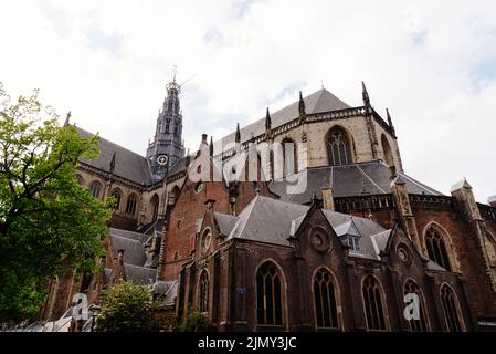 Vue extérieure de l'église Saint-Bavon à Haarlem, pays-Bas Banque D'Images
