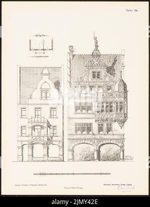 Liertz Adolf, architecture allemande repensée dans le sens de l'ancien. Le résultat de d. Concours Hildesheim, annoncé d. Association pour la préservation des arts (1900-1900): Plan d'étage, vues. Pression sur le papier, 42,1 x 32,2 cm (y compris les bords de numérisation) Banque D'Images