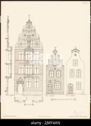 Scraps Jacob, dessins de façade pour Lübeck. Le résultat d. Concours, annoncé d. Association des amateurs d'art à Lübeck, édition. V. Richard Lissé, Leipzig 1 (1901-1901): Vues, coupes de façade verticales, horizontales. Pression sur le papier, 42,9 x 32,8 cm (y compris les bords de numérisation) Banque D'Images