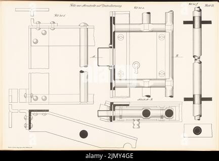 Ministère du travail public, cellule d'arrestation avec chauffage central (de: Exemples de dessins pour l'expansion par les prisons en Prusse, éditer. Légère pression sur le papier, 45,8 x 66 cm (y compris les bords de numérisation) Banque D'Images