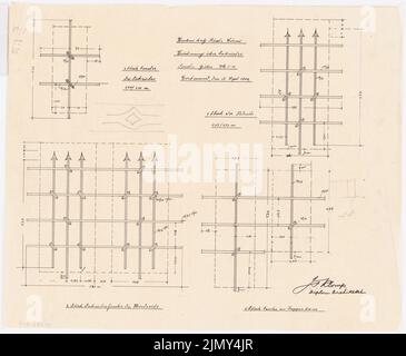 Klomp Johannes Franziskus (1865-1946), Saint-Liborius (avec presbytère), Dortmund-Körne (17 septembre 1904) : grille de la sacristie 1:10. Encre sur transparent, 38,6 x 46,9 cm (y compris les bords de numérisation) Banque D'Images