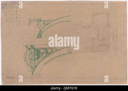 Rüster Emil (1883-1949), détail (04/10/1912): Gußeisen ornation 1: 1 (horizontal). Crayon de couleur sur une cassure du papier, 25,2 x 37,7 cm (y compris les bords de numérisation) Banque D'Images