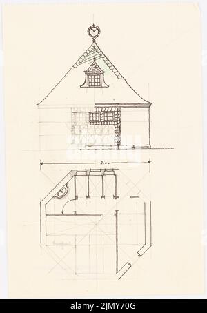 Rüster Emil (1883-1949), Milk Pavilion (1913): Vue et plan d'étage. Encre, crayon de couleur et crayon sur papier, 22 x 15,2 cm (y compris les bords de numérisation) Banque D'Images