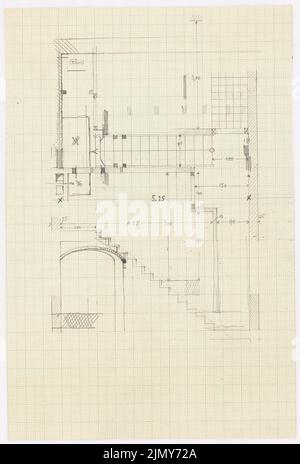 Rüster Emil (1883-1949), maison de travailleurs avec écurie (1916-1917): Plan d'étage, coupé. Crayon sur papier, 24,6 x 16,6 cm (y compris les bords de numérisation) Banque D'Images