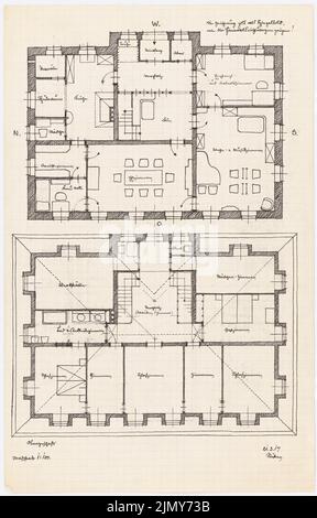 Rüster Emil (1883-1949), immeuble résidentiel (21 mars 1917): Grundrisse EG, étage. Encre sur papier, 33,4 x 21,3 cm (y compris les bords de numérisation) Banque D'Images