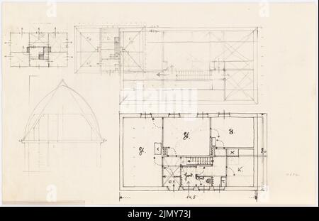 Rüster Emil (1883-1949), immeuble résidentiel (1917): Plans d'étage et pignon coupé. Encre et crayon sur papier, 21,7 x 33,5 cm (y compris les bords de numérisation) Banque D'Images