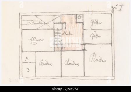 Rüster Emil (1883-1949), immeuble résidentiel (1917): Plan d'étage. Crayon et crayon de couleur sur transparent, 15,5 x 23,5 cm (y compris les bords de numérisation) Banque D'Images