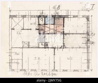 Rüster Emil (1883-1949), immeuble résidentiel (1917): Plan d'étage. Crayon, encre et crayon de couleur sur papier, 16,7 x 20,9 cm (y compris les bords de numérisation) Banque D'Images