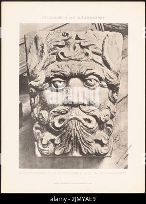 Hülsen Julius, Bogenschlagstein, Kruggasse 8, Francfort-sur-le-main. (From: Stone masks at Bämälern Alt-Frankfurt, Ed. De Julius Hülsen, Frankfurt/main 1905.) (1905-1905) : vue. Légère pression sur le papier, 40,7 x 30,5 cm (y compris les bords de numérisation) Banque D'Images