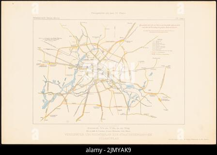 Schmitz Bruno (1858-1916), concours Groß-Berlin 1910. Vue d'ensemble du plan des chemins de fer de l'État. (Depuis : le concours Groß-Berlin. Les designs primés avec ER (1911-1911): Plan de la ville. Pression sur le papier, 32,5 x 48,5 cm (y compris les bords de numérisation) Banque D'Images