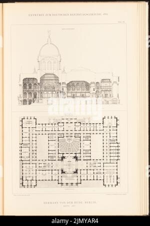 Hude Hermann von der (1830-1908), Parlement du Reichstag allemand à Berlin en 1882. (De : rassembler un dossier de conceptions concurrentes excellentes H. 6, Ed. Papier, 46,7 x 32,4 cm (y compris les bords de numérisation) Banque D'Images