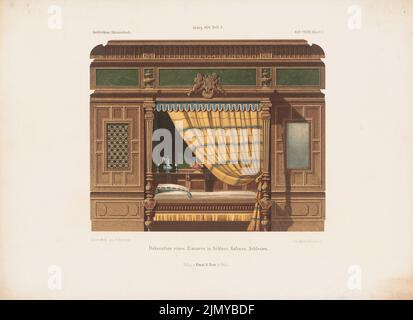 Lucae Richard (1829-1877), décoration d'une chambre dans le château de Kuhnau. (De: Carnet d'esquisses architectural, H. 136/1, 1876.) (1876-1876): Vue intérieure Chambre de Décoration. Lithographie colorée sur papier, 25,3 x 34,7 cm (y compris les bords de numérisation) Banque D'Images