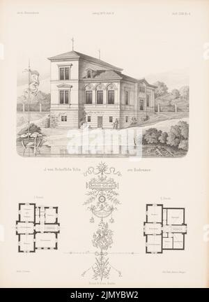 Durm Joseph (1837-1919), J. c. Scheffels Villa, Lac de Constance. (De: Carnet d'esquisses architectural, H. 157/4, 1879.) (1879-1879): Grundrisse, point de vue. Couture sur papier, 34,7 x 25,3 cm (y compris les bords de numérisation) Banque D'Images