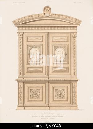 Hude Hermann von der (1830-1908), bibliothèque pour le domaine de Jacob et Wilhelm Grimm. (De: Carnet d'esquisses architectural, H. 90/2, 1868.) (1868-1868) : vue. Lithographie colorée sur papier, 33,3 x 25 cm (y compris les bords de numérisation) Banque D'Images