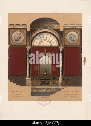 Lucae Richard (1829-1877), décoration de la salle de bain du château de Schönfeld. (De: Carnet d'esquisses architectural, H. 95/1, 1869.) (1869-1869) : vue intérieure. Lithographie colorée sur papier, 34,8 x 26,3 cm (y compris les bords de numérisation) Banque D'Images