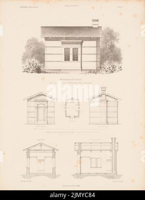 Römer Eduard (1814-1895), Turnters of the Lower Schles. Märk. Chemin de fer. (De: Carnet d'esquisses architectural, H. 105/5, 1870.) (1870-1870): plan d'étage, vues, coupes. Lithographie sur papier, 34,3 x 26,1 cm (y compris les bords de numérisation) Banque D'Images