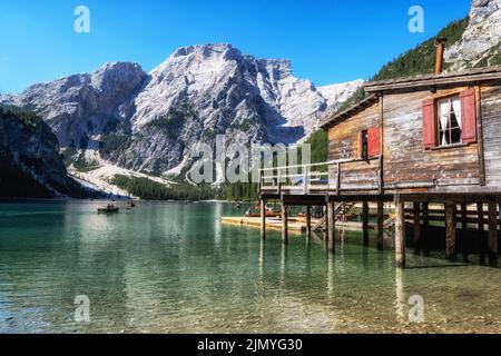 Lago di Braies Banque D'Images