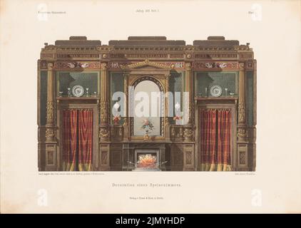 Lucae Richard (1829-1877), décoration d'une salle à manger. (De: Carnet d'esquisses architectural, H. 106/1, 1871.) (1871-1871) : vue intérieure. Lithographie colorée sur papier, 24,4 x 34,3 cm (y compris les bords de numérisation) Banque D'Images