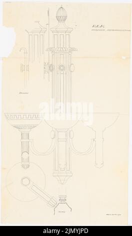 Böhmer & Petrich, ministère de l'alimentation et de l'Agriculture de Reich, Berlin-Mitte. Conversion et expansion: Chandeliers muraux dans la salle de réception: Vue 1: 1. Crayon sur transparent, 150 x 88 cm (bord de numérisation inclus). Banque D'Images