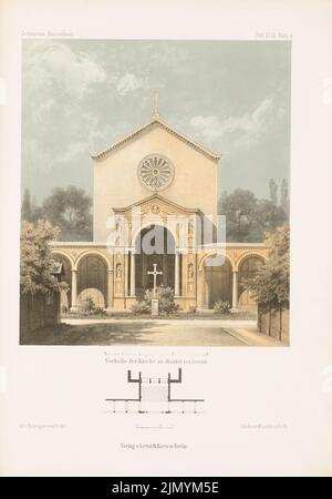 Stüler August (1800-1865), église, Berlin-Moabit. (De: Carnet d'esquisses architectural, H. 49/1, 1861.) (1861-1861): Grundliss Vorhalle, vue. Lithographie colorée sur papier, 34,8 x 24,3 cm (y compris les bords de numérisation) Banque D'Images