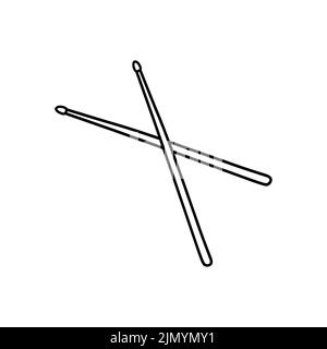 Pilons de bois croisés isolés sur fond blanc. Instrument de musique. Illustration vectorielle dessinée à la main, style doodle. Parfait pour les cartes, decorat Illustration de Vecteur