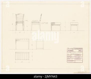 Böhmer Franz (1907-1943), Park Hotel à Posen (02.08.1940): chaise, tabouret et valise dans les chambres d'hôtel 1:10. Crayon sur transparent, 38,5 x 46,8 cm (y compris les bords de numérisation) Banque D'Images