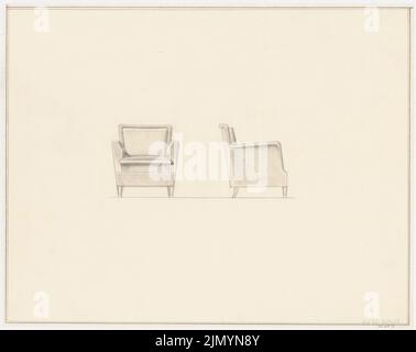 Böhmer Franz (1907-1943), Park Hotel à Posen (1940-1940): Fauteuil. Crayon sur transparent, 36,6 x 46,1 cm (y compris les bords de numérisation) Banque D'Images