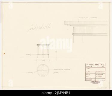 Böhmer Franz (1907-1943), Park Hotel à Posen (1940-1940): Table d'extrémité. Crayon sur transparent, 35,9 x 44,7 cm (y compris les bords de numérisation) Banque D'Images
