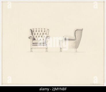 Böhmer Franz (1907-1943), Park Hotel à Poznan (1940-1940): Fauteuil d'oreille de variation. Crayon sur transparent, 37,4 x 46,1 cm (y compris les bords de numérisation) Banque D'Images