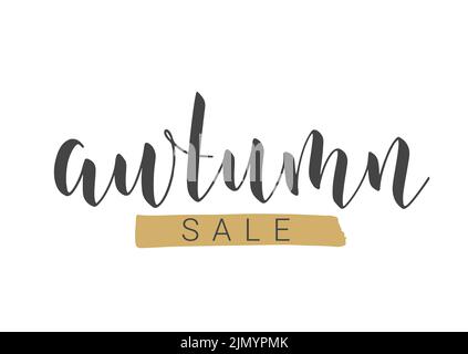 Lettrage manuscrit des soldes d'automne. Modèle pour bannière, carte, invitation, fête, affiche, Produit imprimé ou Web. Illustration de Vecteur
